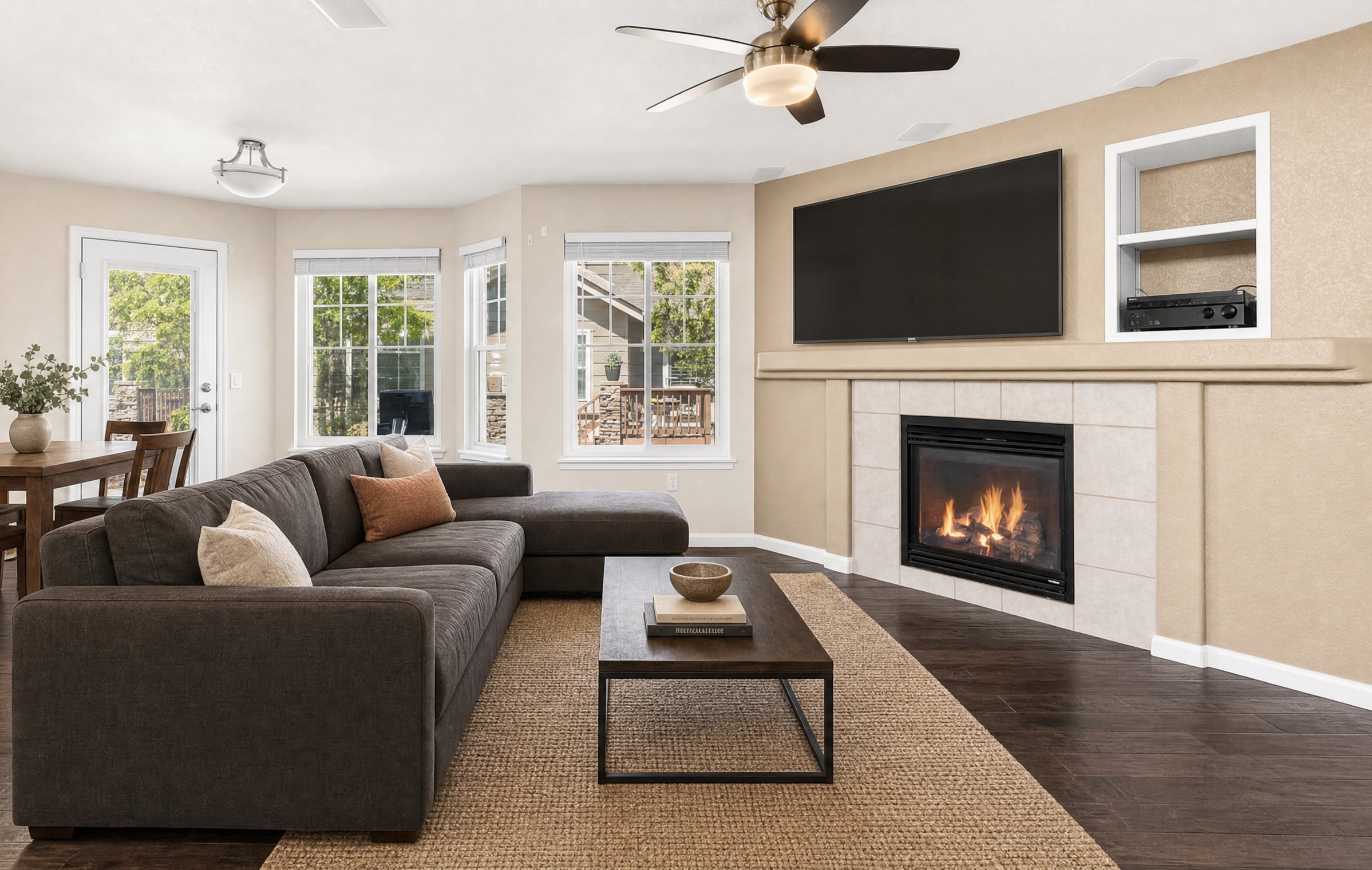 Living room with fireplace